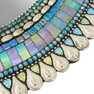 Mosaic Mirror - 18x22in Oval (Aegean Drop) by Zetamari Mosaic Artworks