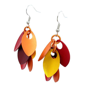 Earrings - Short Leafy Cascade (Autumn Leaves) by Rebeca Mojica