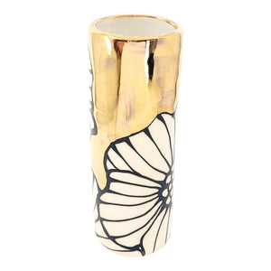 Vase - 6in Floral Cylinder with 22k Gold Solid Background (C) by Hsieh Clay SF