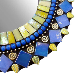 Mosaic Mirror - 7in Round (Iris Yellow) by Zetamari Mosaic Artworks
