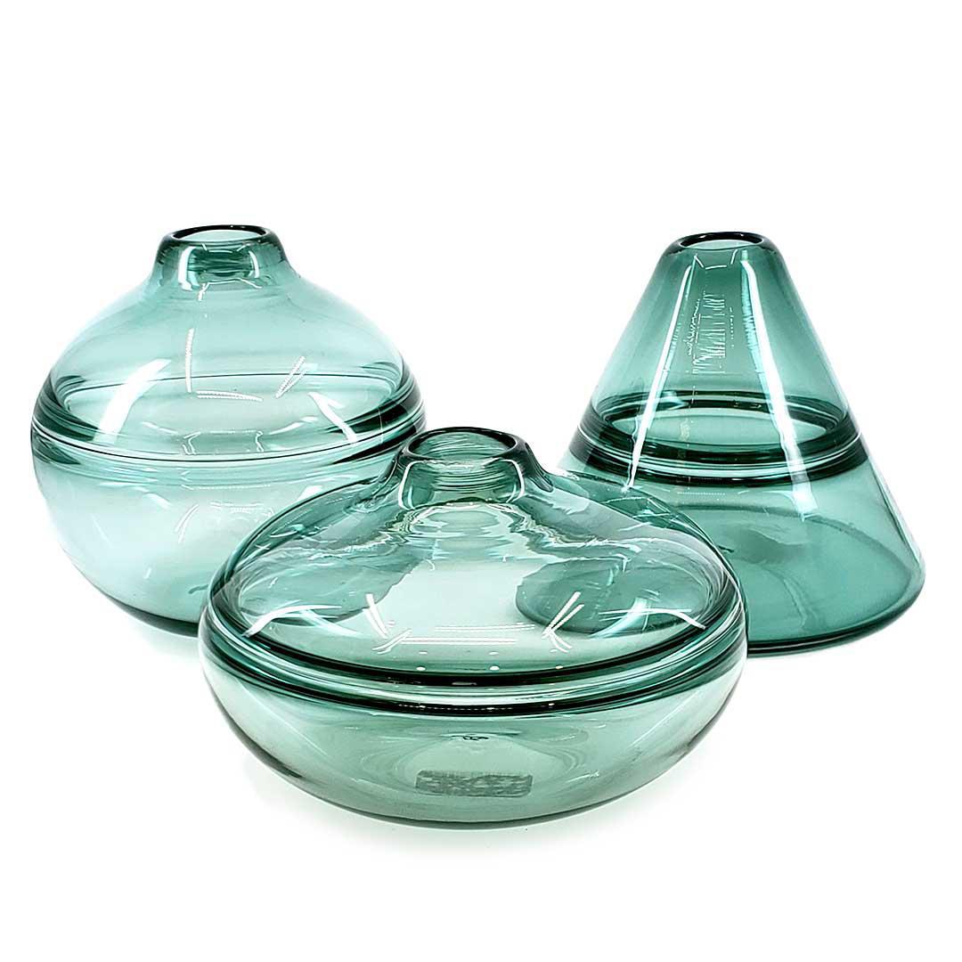 Set of 3 - Sea Foam Bud Vases by Dougherty Glassworks
