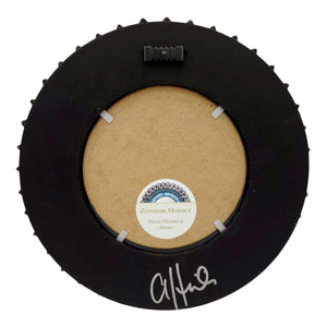 Mosaic Mirror - 7in Round (Denim Leaf) by Zetamari Mosaic Artworks