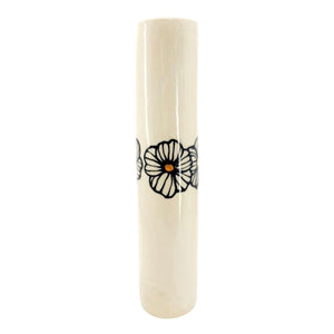 Vase - 8in Floral Cylinder with 22k Gold Accents by Hsieh Clay SF