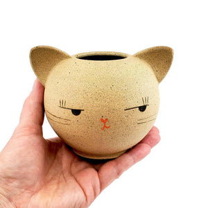 Vase - Side Eye Kitty Cat by Jennifer Fujimoto
