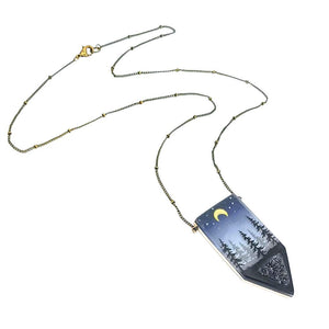 Necklace - Druzy Forest (Brass) by Fernworks