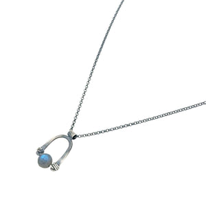 Necklace - Arc Pendant (Labradorite) by Three Flames Silverworks