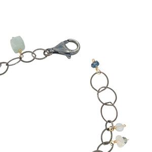 Bracelet - Dainty Gemstone Drops (Opal, Kyanite, Aquamarine) by Calliope Jewelry