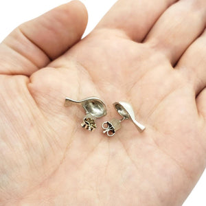 Earrings - Lg Mr. Tweet Bird Matte Silver Posts by La Objeteria