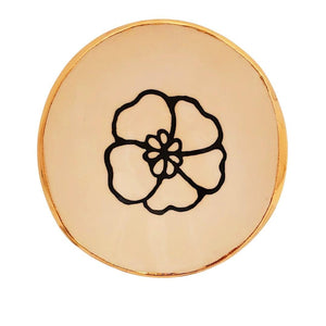 Trinket Dish - 4in Floral with 22k Gold Solid Lip (D) by Hsieh Clay SF Copy