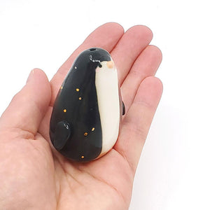 Figurine - Penguin Tiny Bud Vase (Single Hole, Black and White) by The Pottery Parade