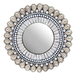 Mosaic Mirror - 7in Round (Frost Drop) by Zetamari Mosaic Artworks