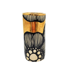 Vase - 4in - Floral Cylinder with 22k Gold Background (B) by Hsieh Clay SF