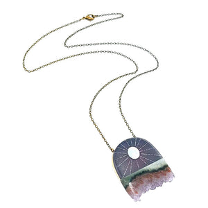 Necklace - Moon Rays Crystal (Brass) by Fernworks