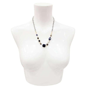 Necklace - Chunky Decorated Chain (Lapis Lazuli, Pyrite) by Calliope Jewelry