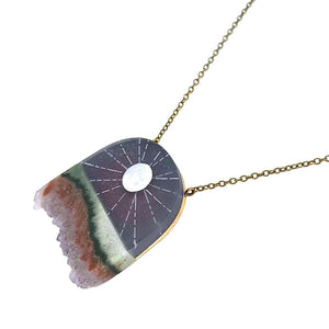 Necklace - Moon Rays Crystal (Brass) by Fernworks