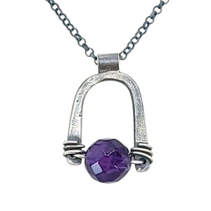 Necklace - Arc Pendant (Amethyst) by Three Flames Silverworks