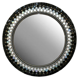 Mosaic Mirror - 19in Round (Ebony) by Zetamari Mosaic Artworks