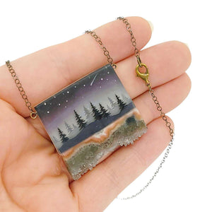 Necklace - Deep Woods Crystal (Gunmetal) by Fernworks