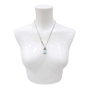 Necklace - Flower Cluster Large Gem Drop (Larimar, Pearl) by Calliope Jewelry