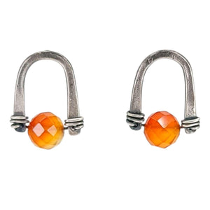 Earrings - Arc Studs (Carnelian) by Three Flames Silverworks