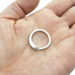 Ring - Diamond-Eyed Ouroboros Snake in Sterling Silver by Michelle Chang