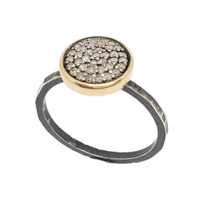 Ring - Size 5, 8 - 10mm Pavé Diamond on Hammered Band in 14k Gold and Sterling Silver by 314 Studio
