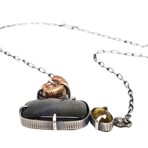 Necklace - Ammonite and Gemstone Composite by Una Barrett