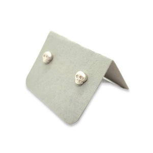 Earrings - Diamond-Eyed Tiny Skull Studs in Sterling Silver by Michelle Chang