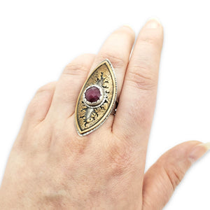 Ring - Size 9 - Tectonic Vesica Ruby by Una Barrett