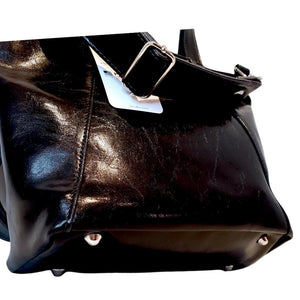 Bag - Mini Troubadour OOAK Adjustable Convertible Tote (Black & White Art Deco on Black) by Crystalyn Kae