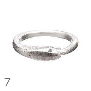 Ring - Diamond-Eyed Ouroboros Snake in Sterling Silver by Michelle Chang