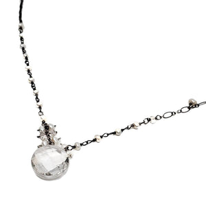 Necklace - Quartz Coin and Pearl by Calliope Jewelry