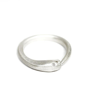 Ring - Diamond-Eyed Ouroboros Snake in Sterling Silver by Michelle Chang