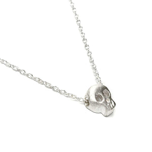Necklace - Open-Eyed Tiny Skull in Sterling Silver by Michelle Chang