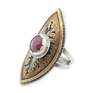 Ring - Size 9 - Tectonic Vesica Ruby by Una Barrett