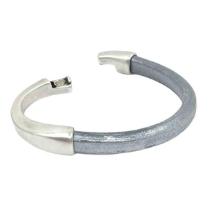 Bracelet - Breakaway in Chrome Leather with Silver by Diana Kauffman Designs