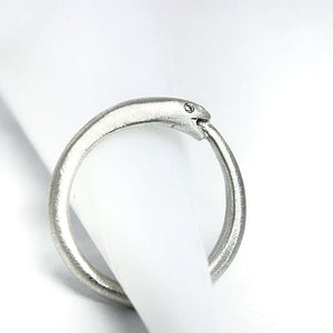 Ring - Diamond-Eyed Ouroboros Snake in Sterling Silver by Michelle Chang