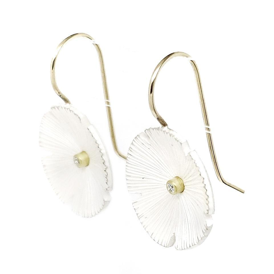 Earrings – Lily Pad Drops in White by Susan Mahlstedt