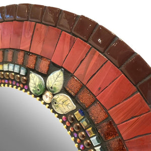 Mosaic Mirror - 10in Round in Sangria Red by Zetamari Mosaic Artworks