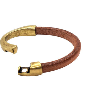 Bracelet - Breakaway in Whiskey Leather with Brass, Copper, or Silver by Diana Kauffman Designs