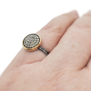 Ring - Size 5, 8 - 10mm Pavé Diamond on Hammered Band in 14k Gold and Sterling Silver by 314 Studio