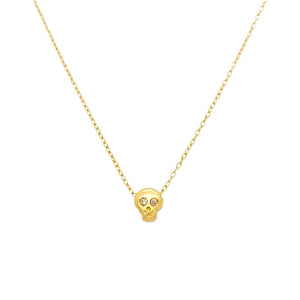 Necklace - Diamond-Eyed Tiny Skull in 14k Gold by Michelle Chang