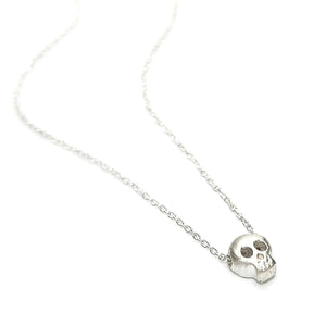 Necklace - Open-Eyed Tiny Skull in Sterling Silver by Michelle Chang