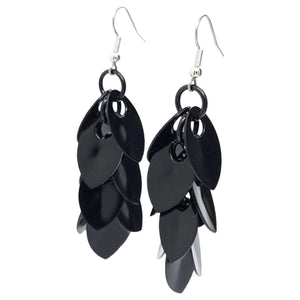 Earrings - Long Feather Cascade (Black on Black) by Rebeca Mojica