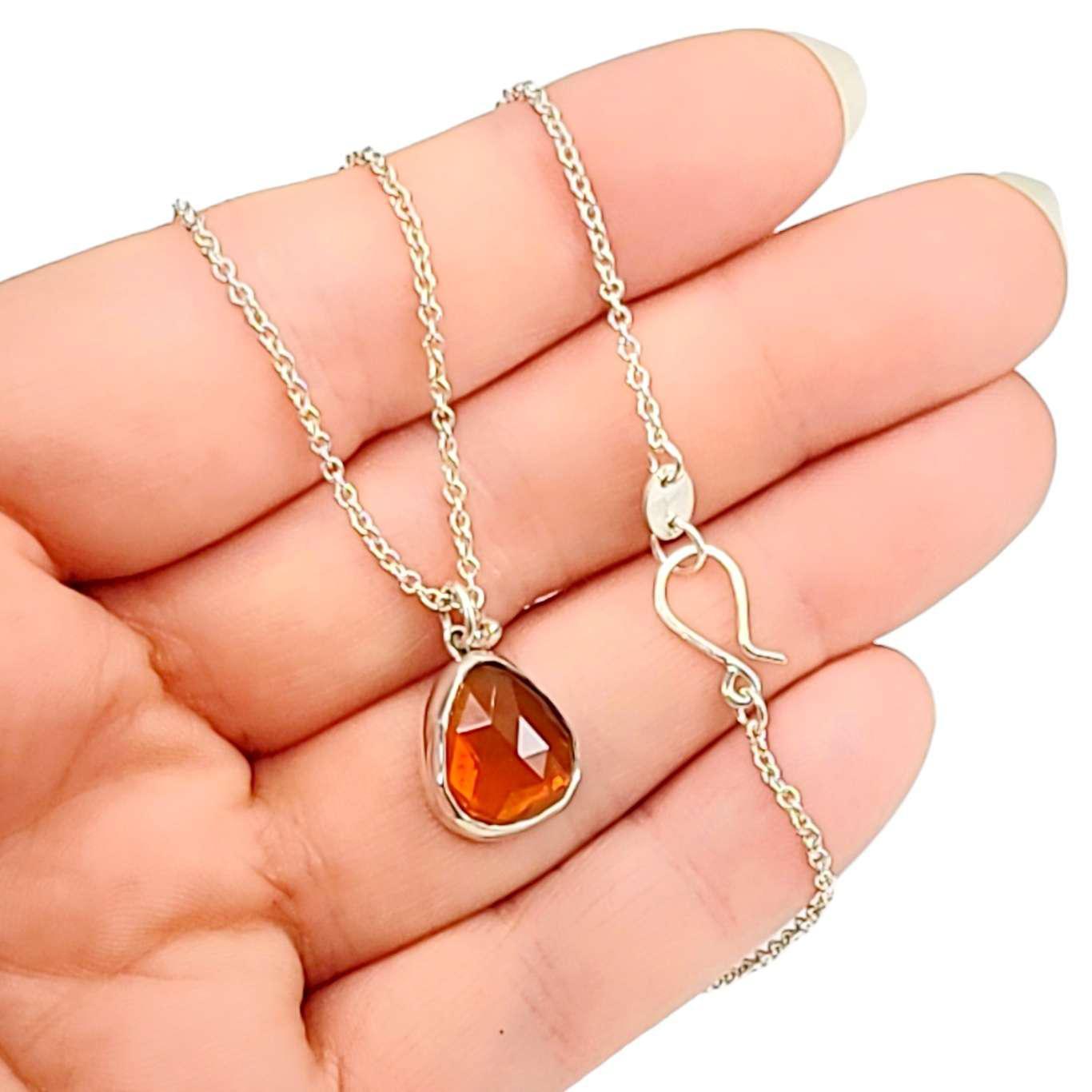 Necklace - Theia in Fire Opal and Sterling Silver with Diamond by Corey Egan