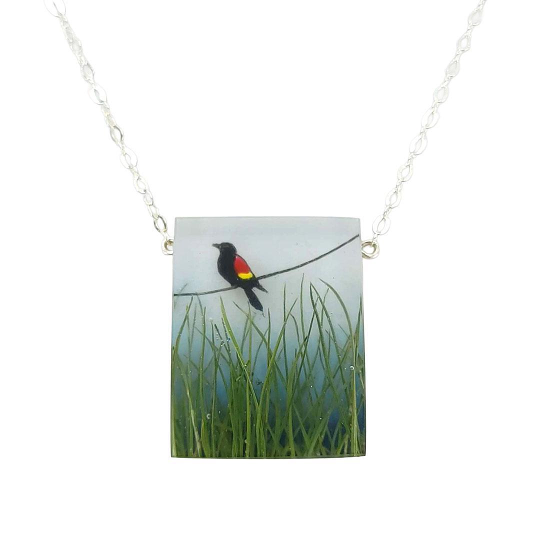 Necklace - Red Winged Blackbird Painted by Fernworks