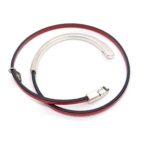 Bracelet - Skinny Breakaway in Red Leather with Silver or Gold (7in) by Diana Kauffman Designs