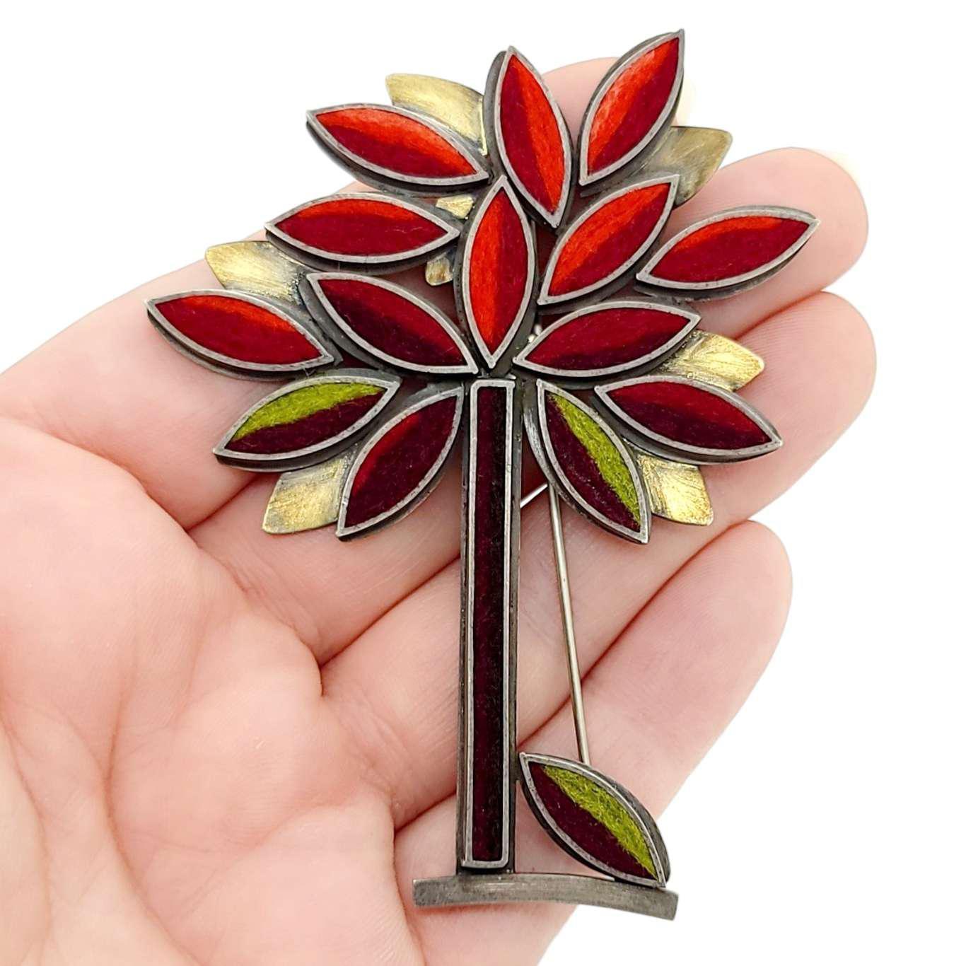 Brooch Pin - Autumn Perfect Tree in Hot Earth by Michele A. Friedman