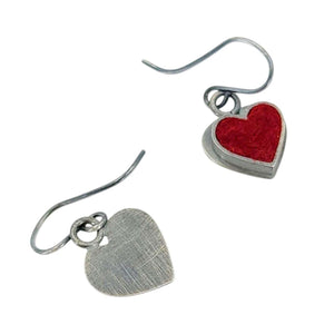Earrings - Small Heart Drops (Cranberry Red) by Michele A. Friedman
