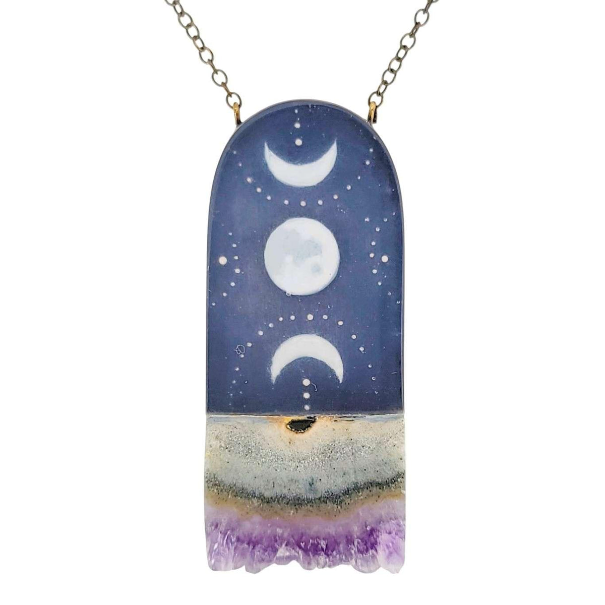 Necklace - Jasper Moons Crystal (Gunmetal) by Fernworks